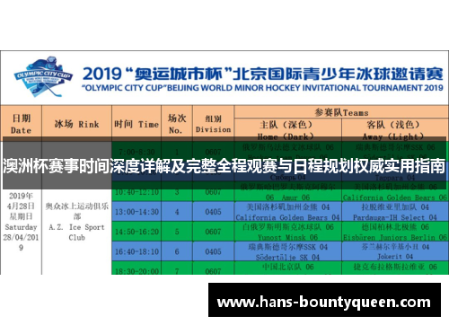 澳洲杯赛事时间深度详解及完整全程观赛与日程规划权威实用指南